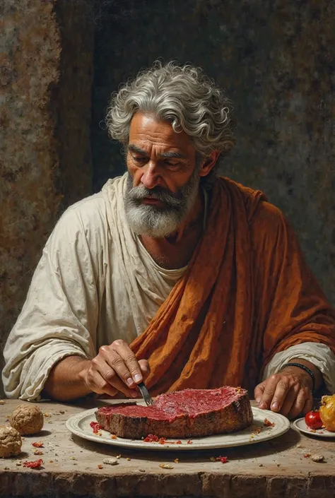 Anaximander eating a steak
