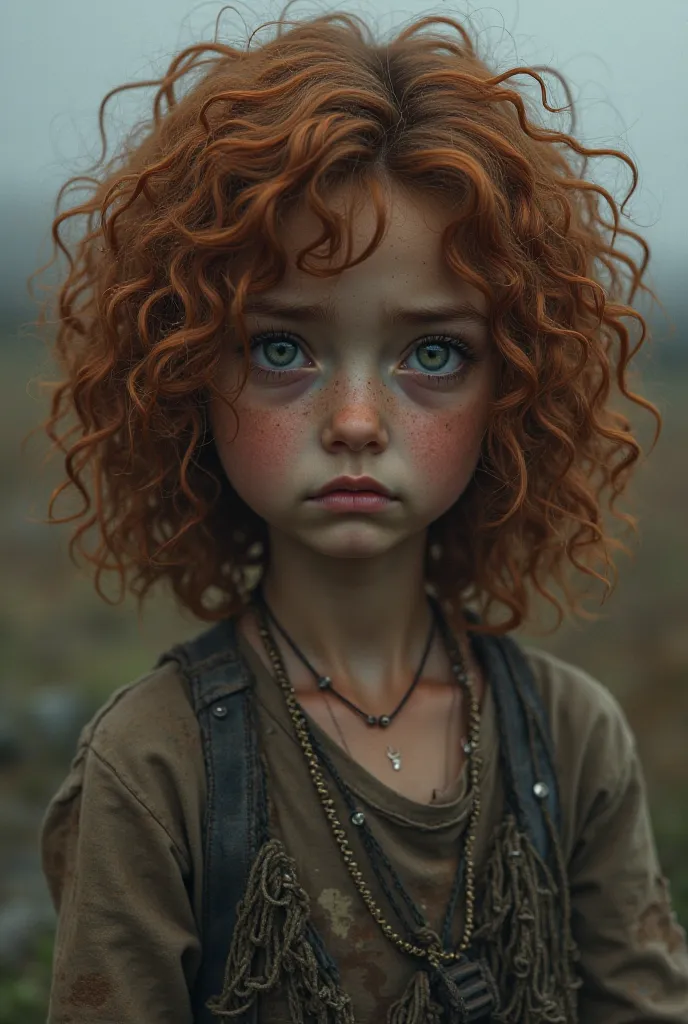 Curly haired girl, Brave and sad