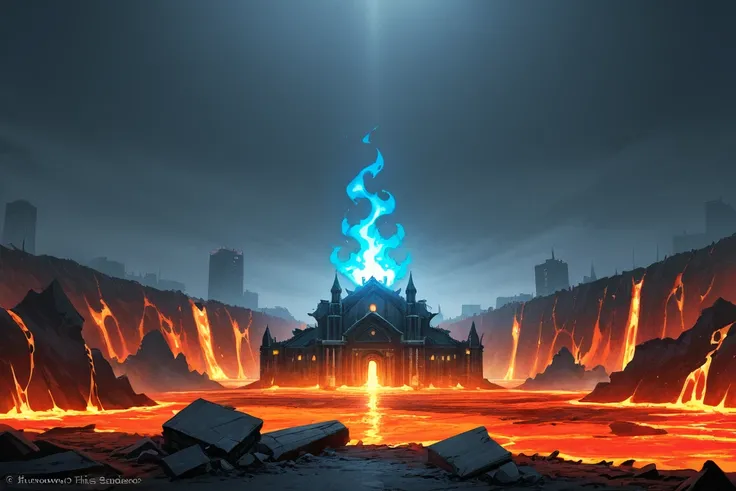 Best Quality,超High Resolution,High Resolution,Background Doomsday World Collapsed Buildings etc,Lava Bodies,Ultimate