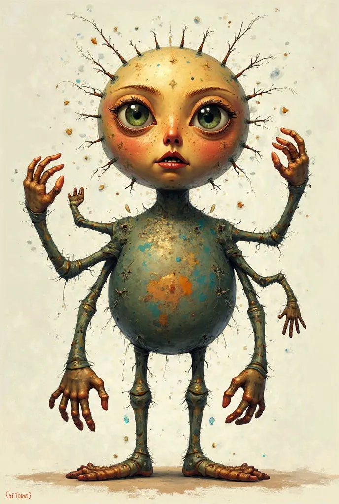 name: Sensio
 Description:
Sensio is a cartoonish character shaped like a humanoid, but with unique characteristics that reflect Rudolf Steiner's 12 senses. It has a spherical body with 12 limbs, each one representing a different sense. His face is a mixtu...