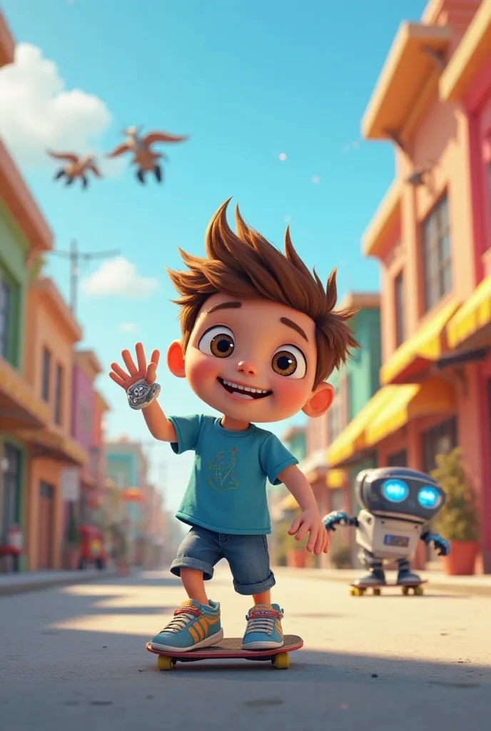 Title: "Timmy and the Runaway Robot"
Genre: Comedy, Adventure
Target Audience: s (Ages 4-10)
Duration: 5-7 minutes

Opening Scene (0:00 – 0:30)
Setting: A colorful, futuristic town with flying cars, bright buildings, and friendly robots.
Main Character:

T...