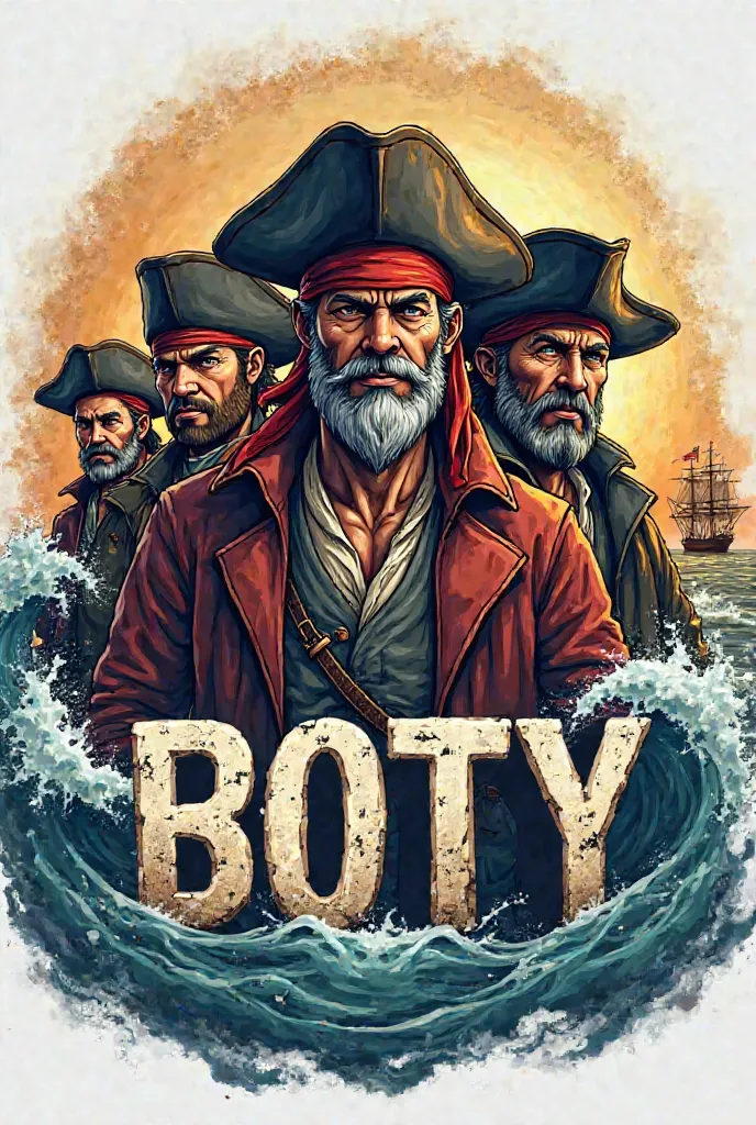 I want a logo of an image of pirates that says the name Boty