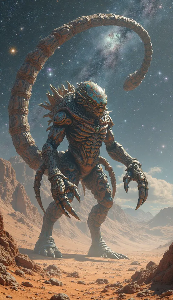 Alien scorpion snake desert galaxy space standing body 