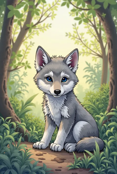 Give me pictures of a baby wolf to color