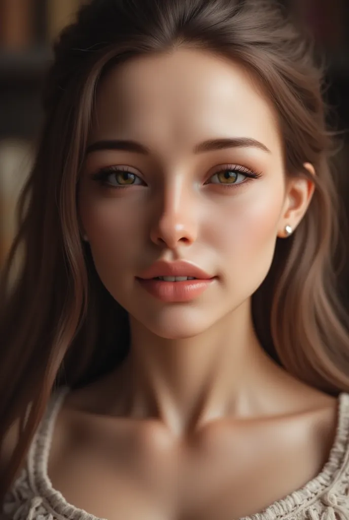 Realistic symmetrical close up portrait, symmetry portrait, realistic skin, Beautiful high-ranking woman witch, glow up make up,  charming woman, seducing, seductive looking, seduce,sardonic smile , lips full in love ,photorealistic ,a beautiful white woma...