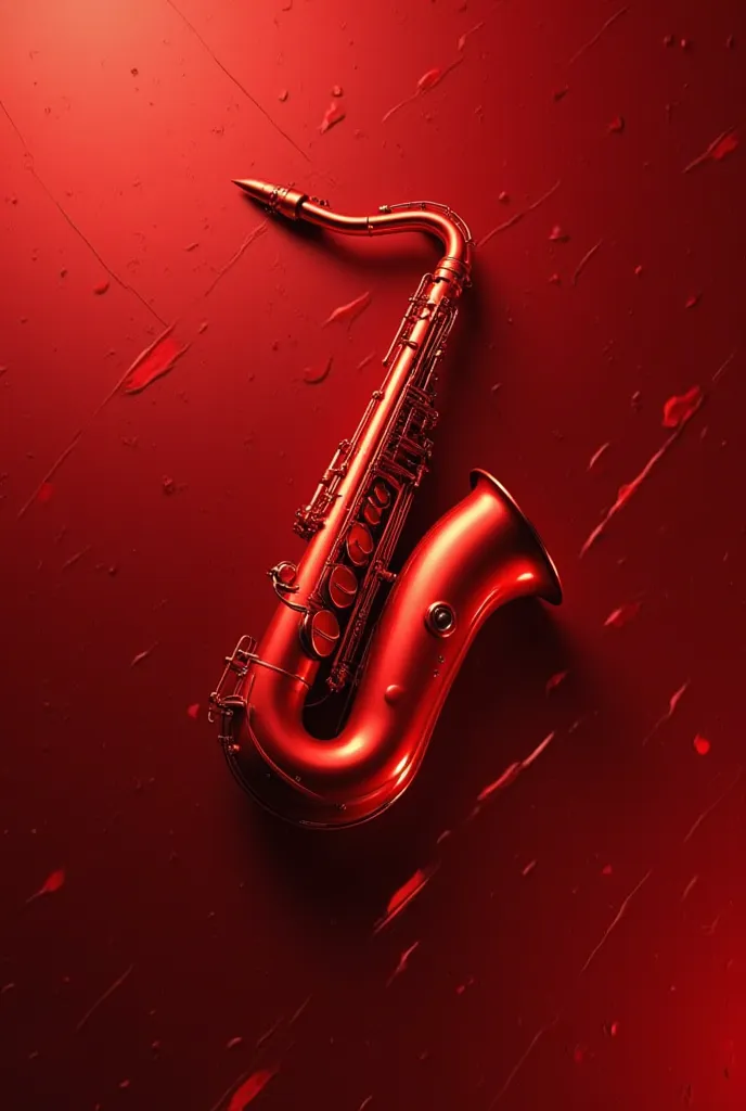 Create a creative interface as the starting background for the interface of a saxophone app in a red color palette 