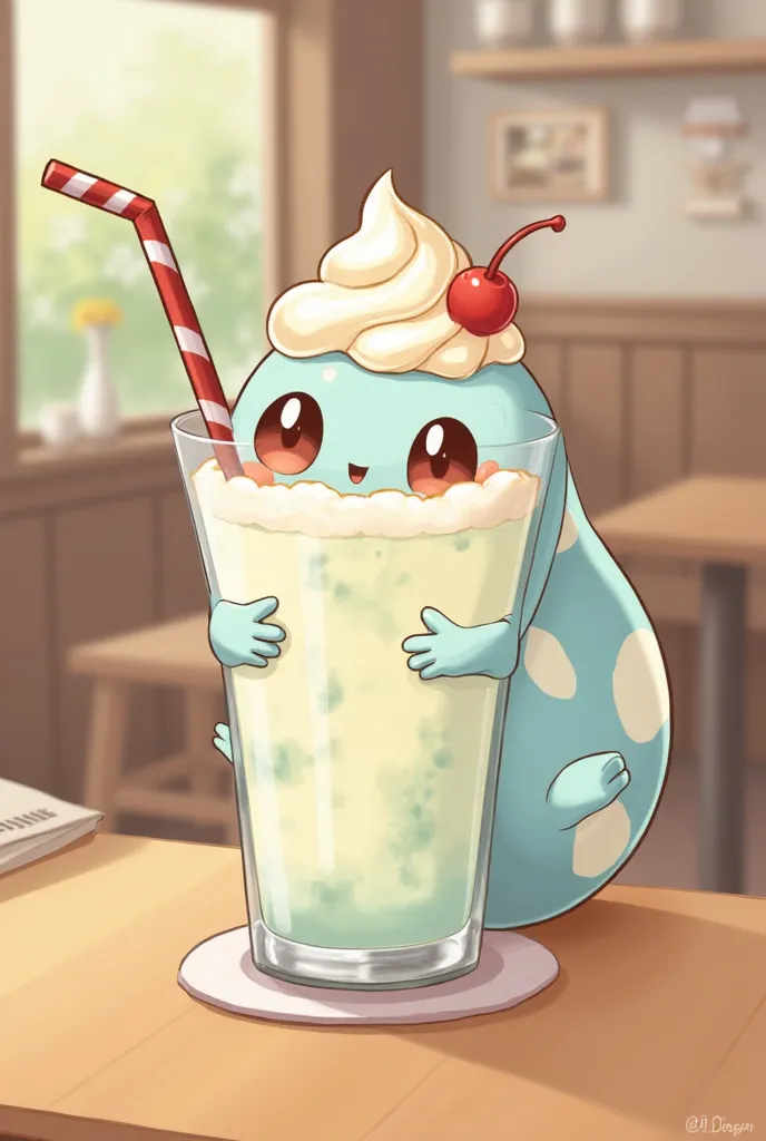 Togepi tomando um milk shake