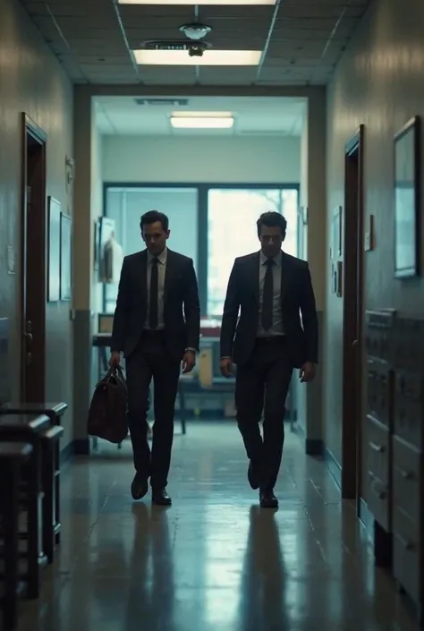 Photo of two unseen male teachers entering an office