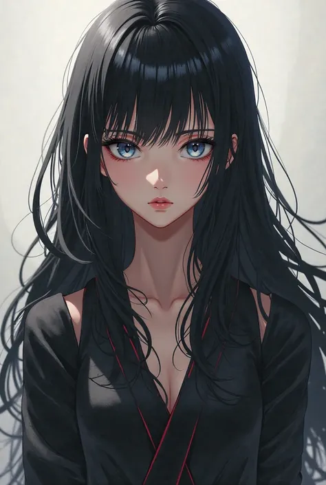 Tall, blacked haired anime girl
