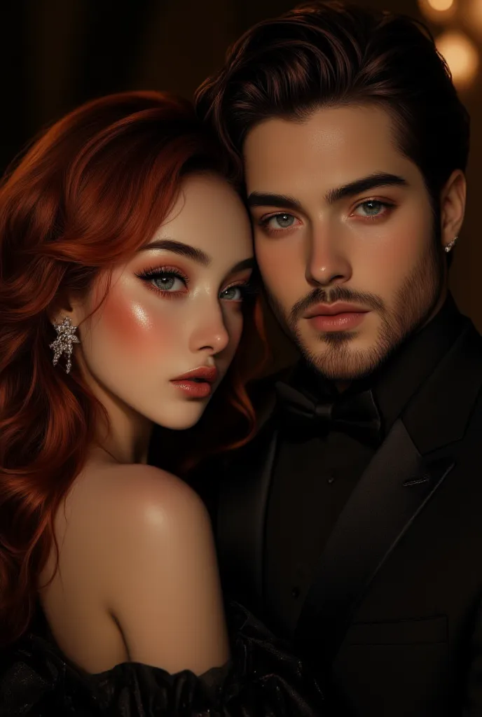 semi-realistic portrait of a stunning and sophisticated couple

A couple with a magnetic and elegant presence, with intense features and a beauty that combines realism with an artistic touch.

Her: A glamorous and enigmatic-looking woman, with a captivatin...