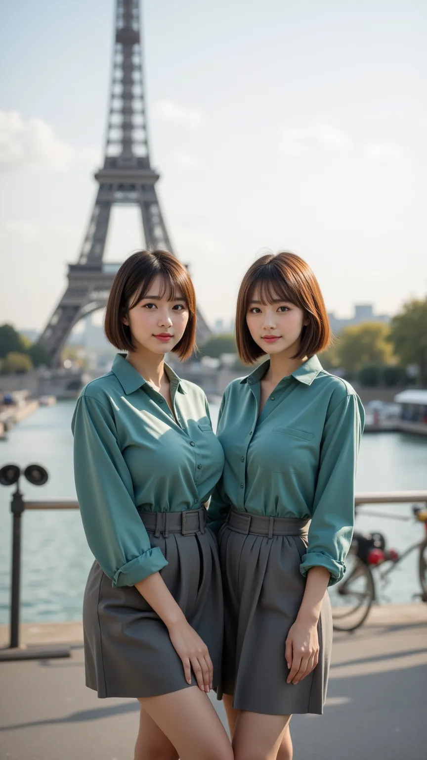 8K,  RAW photos ,  super A high resolution,  top quality , masterpiece:1.2), (realistic illustration ), (highly detailed CG Unity 8K wallpaper), ((full body image :1.5)), ((full body:1.5)), ((2 women:1.5)), ((The two women are office ladies)), ((The two wo...