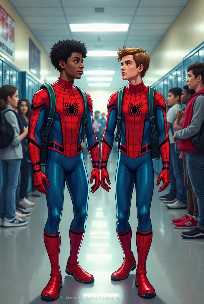 Miles morales and Peter Parker at school