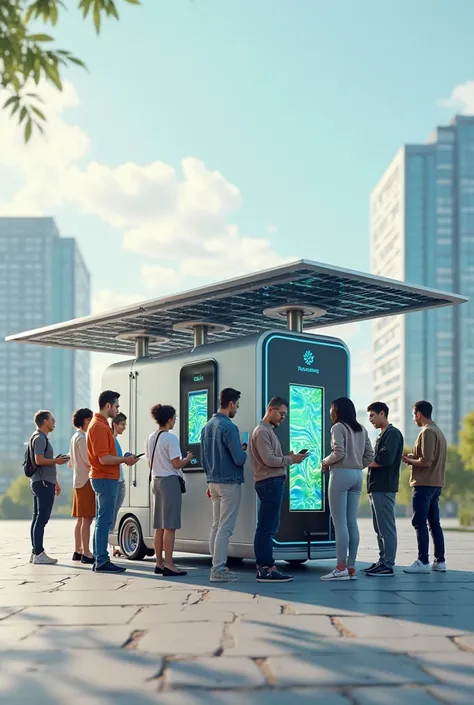 mobile solar charging station with 10 customers