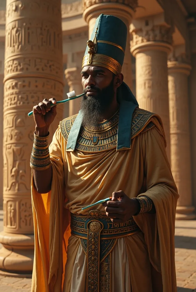 Ancient Egyptian using tooth brush 