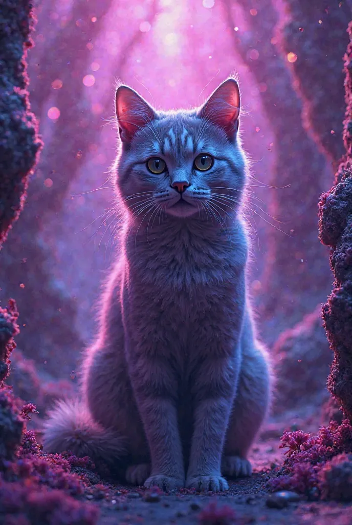 Nft ART picture of cat with purple background 