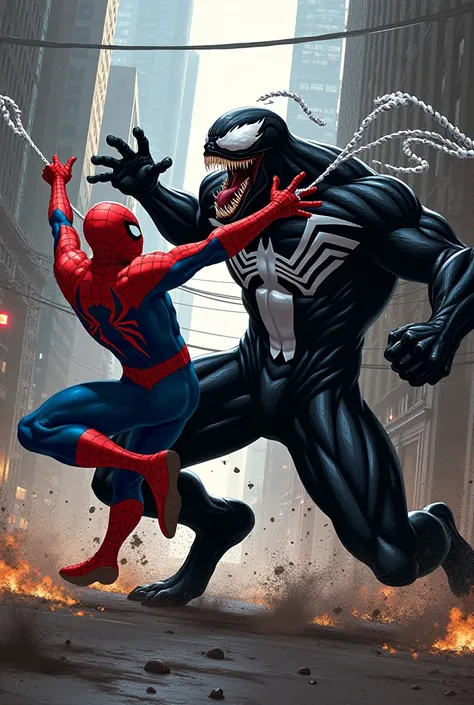 Comic: Spider-Man fighting Venom