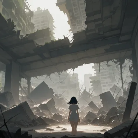 masterpiece, best quality, high resolution, anime, 1girl, ruins