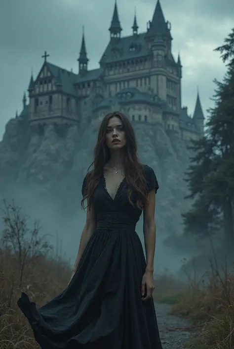 Leave the castle dark in the background and the woman centered 