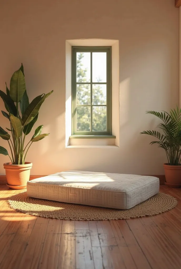 mattress on the floor by small window mediterranean bed layout