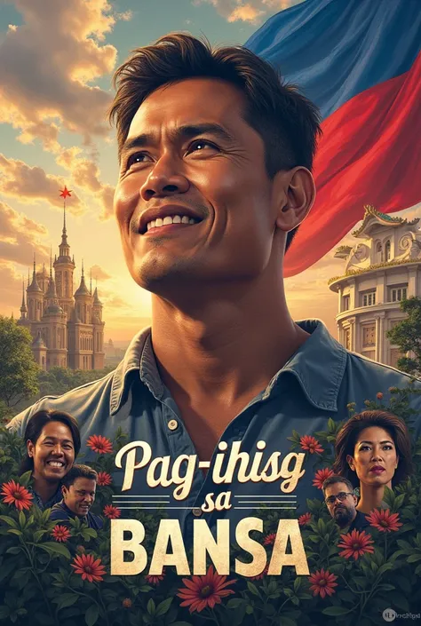 Make me a poster that has a "pag ibig sa bansa"filipino concept