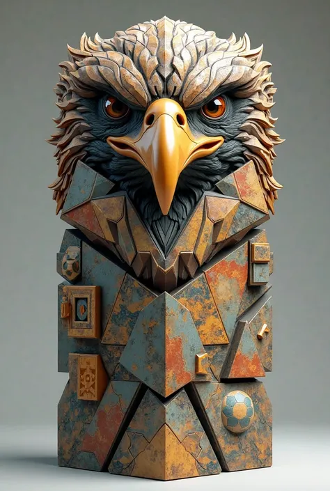 Create an eagle-faced cube, Use the soccer theme, It will be a piece of a totem