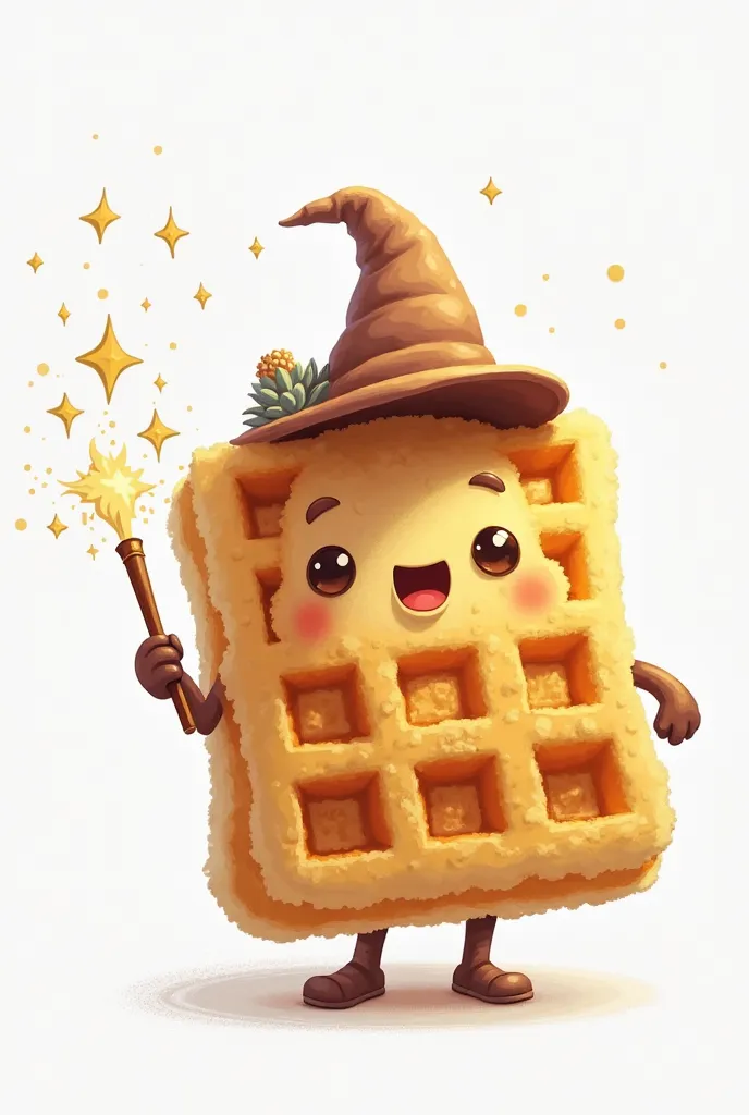 Square waffle with hat and wand PNG image without background