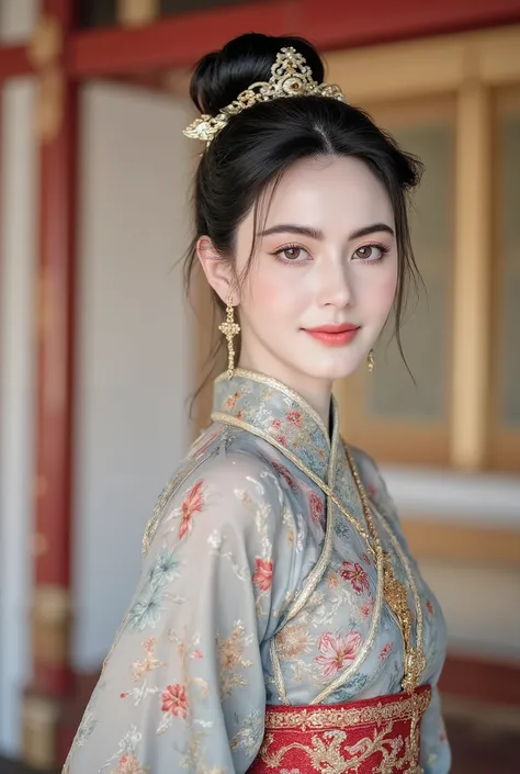 (masterpiece), Chinese brush painting, breathtaking ancient woman, (priest dress), (elegant full body pose), (frontal view), highlighted intricate details, vibrant ink strokes, harmonious color palette, showcasing grace and beauty, winning award quality, (...