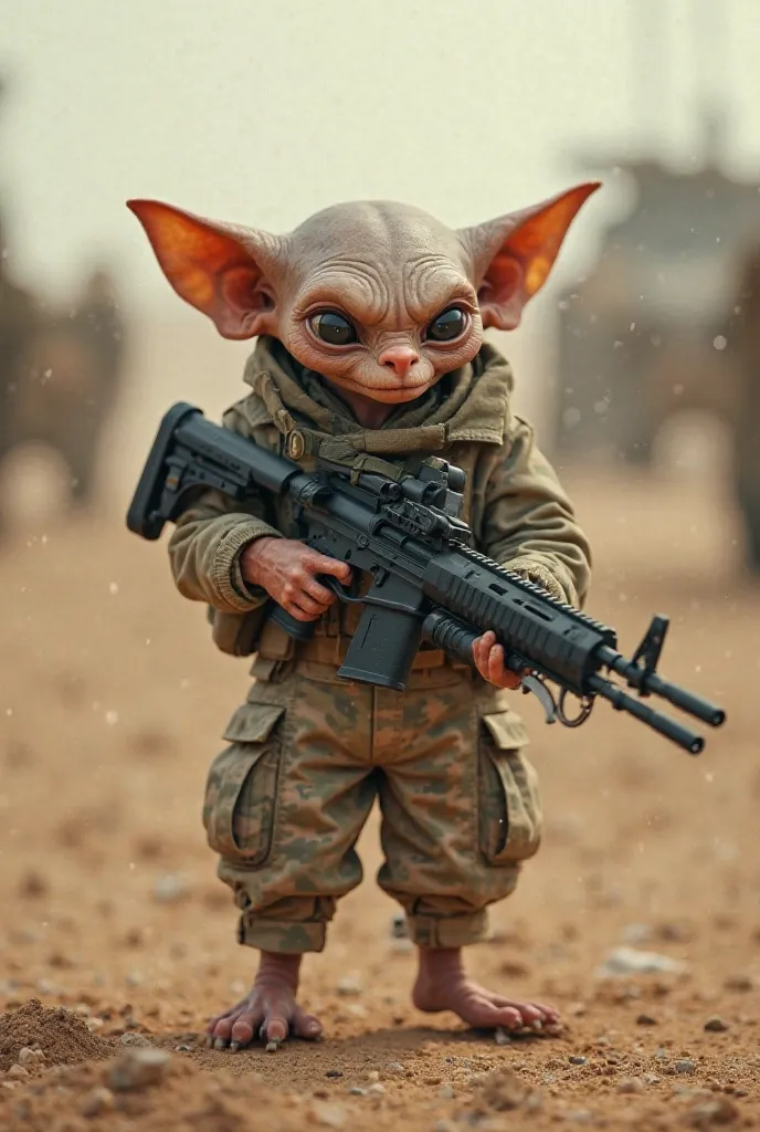 Dobby the house elf at gulf war in private military contractor gear with mean face