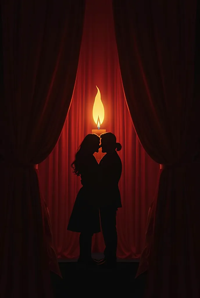  minimalist logo:

A candle burning with the stylized flame,  next to text  "sins At half-light "  in an elegant font .

Cores: therefore, red and gold.

logo with silhouette:

A silhouette of a couple embracing, with half the figure illuminated and the ot...