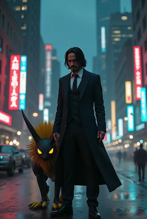 john wick as a pokemon master while taming a pokemon