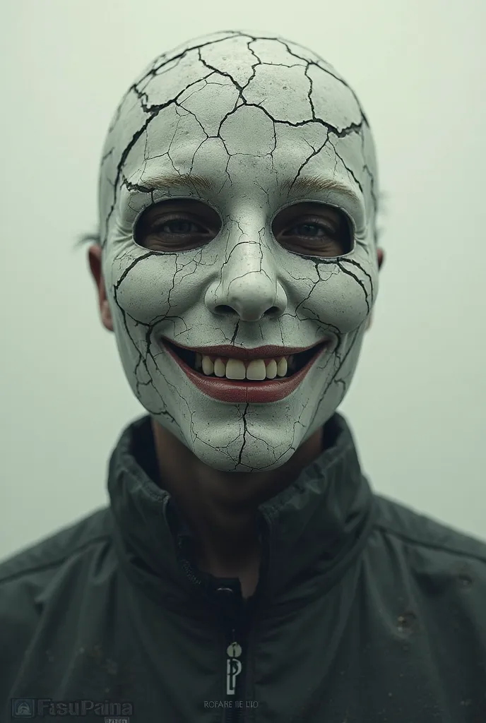  A silhouette of a person wearing a broken mask, showing a smiley face behind it. The mask represents false appearances, while the smile shows the inner truth.