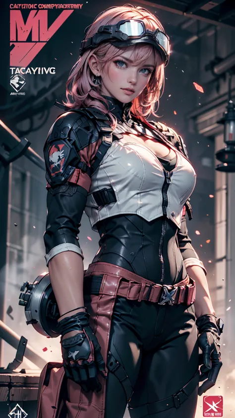  Metal Gear Solid, ( details intricate full cover tactical helmet:1.3), (pink hair near MM), Cowboy Shooting, dynamic pose with a man behind, 1 girl crouching, Alone, Ray Tracing, (masterpiece), (best quality), ( details), ( details tactical gear:1.1), (Ch...