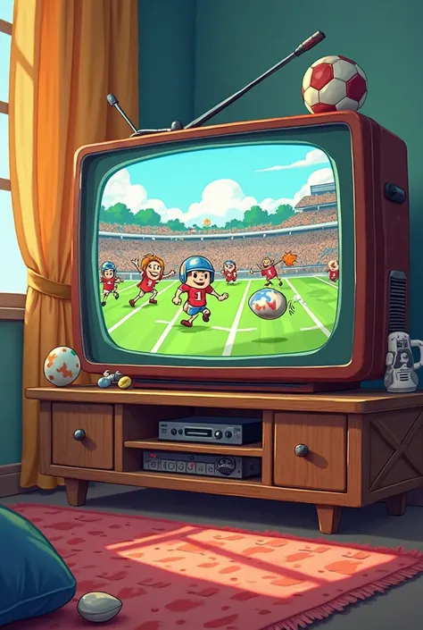 Football game on a cartoon TV