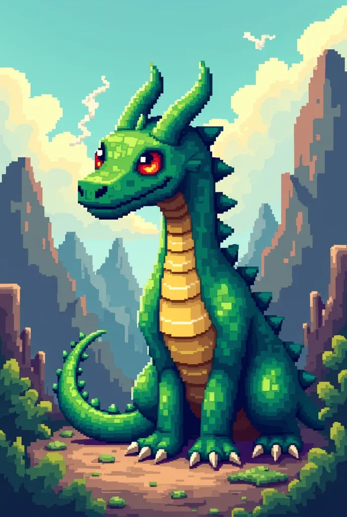 Make a pixelated dragon like a video game 