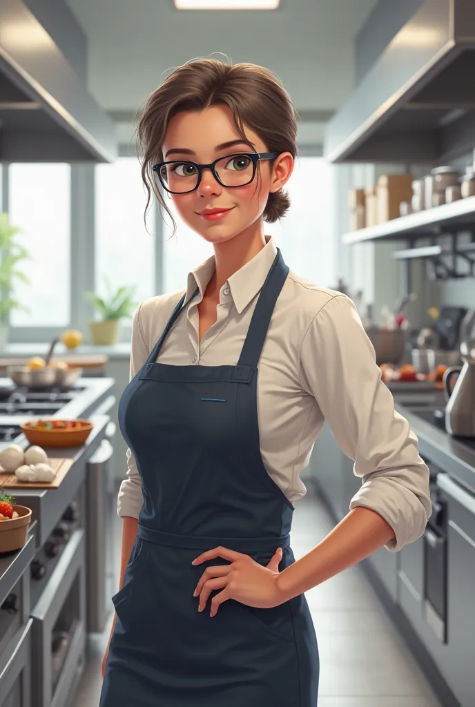 A-version Teacher Management Kitchen with Glasses Short Hair