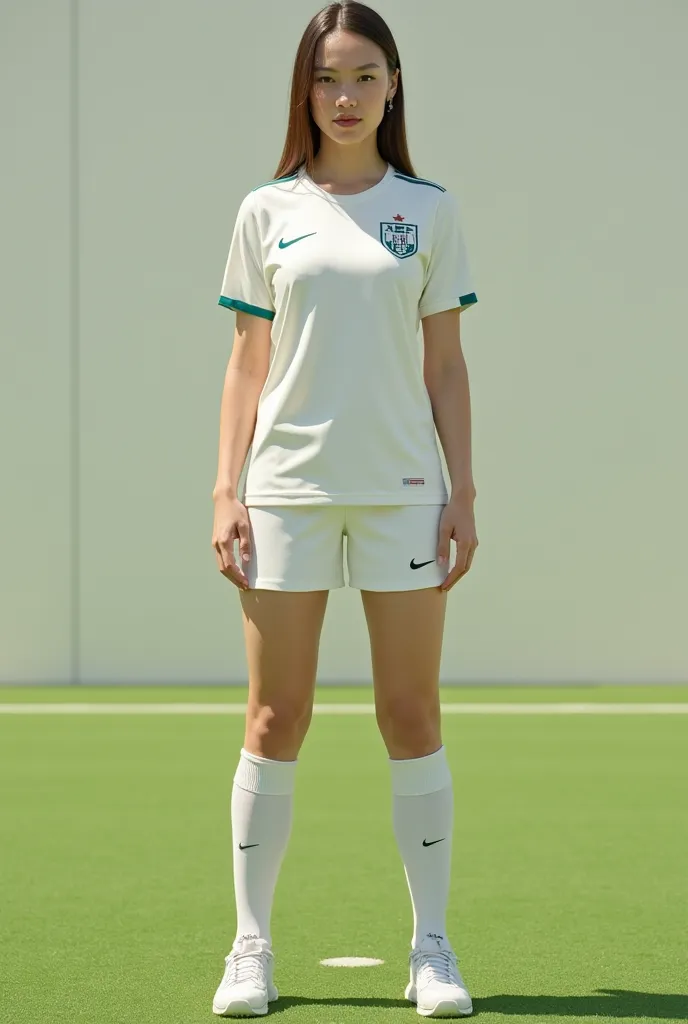 Women's football uniform design with light designs and colors other than white and with modern and elegant details 