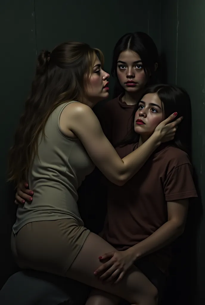 Mother from the Bulgaria with her daughters who are all in their underwear watching how a man forces their mother to be with him since he is going to penetrate her they are super sexualized but young