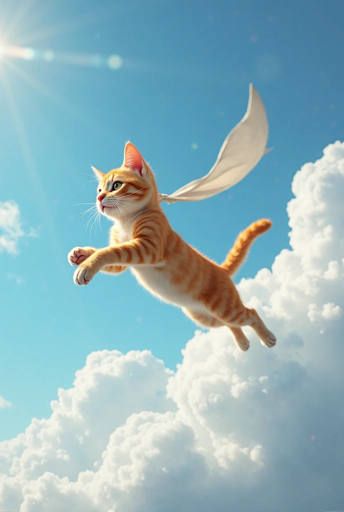 The cat is soaring into the sky.