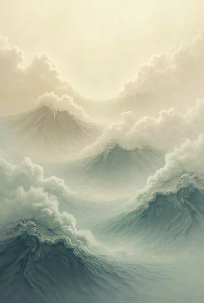 Make me an geometric abstract art of an waves and clouds