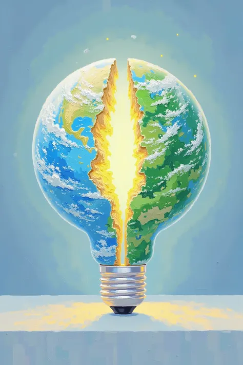 A light bulb combined with the Earth，Express environmental themes，Take care of the environment，Save water