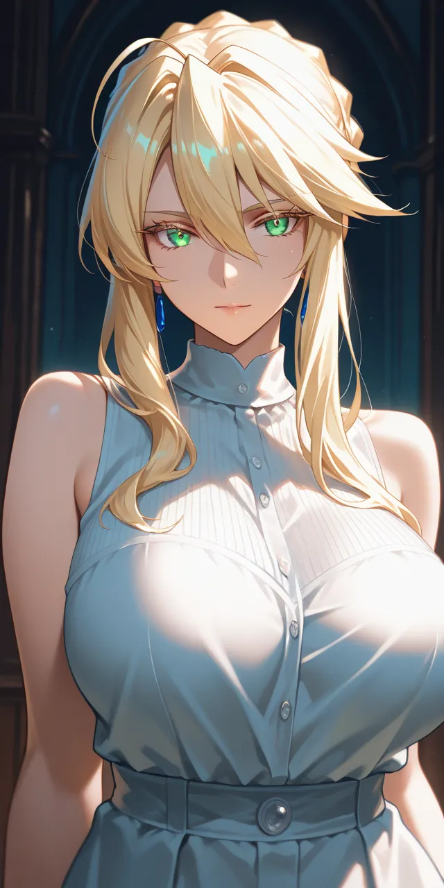 Masterpiece, very aesthetic, vibrant, high contrast, high resolution, ultra detailed, elegant mature woman, artoria Pendragon (lancer), casual Sleeveless clothes, upper body, soft light, best quality, newest, castlevania: nocturne anime style, 