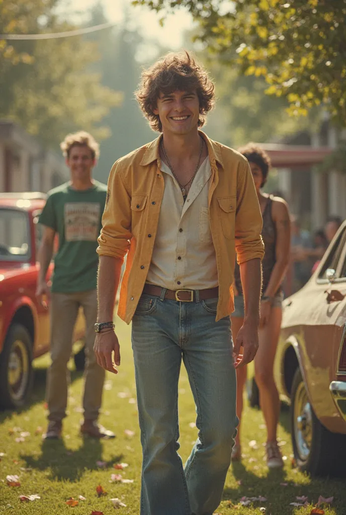 Image of a young man playing with friends in the 70's