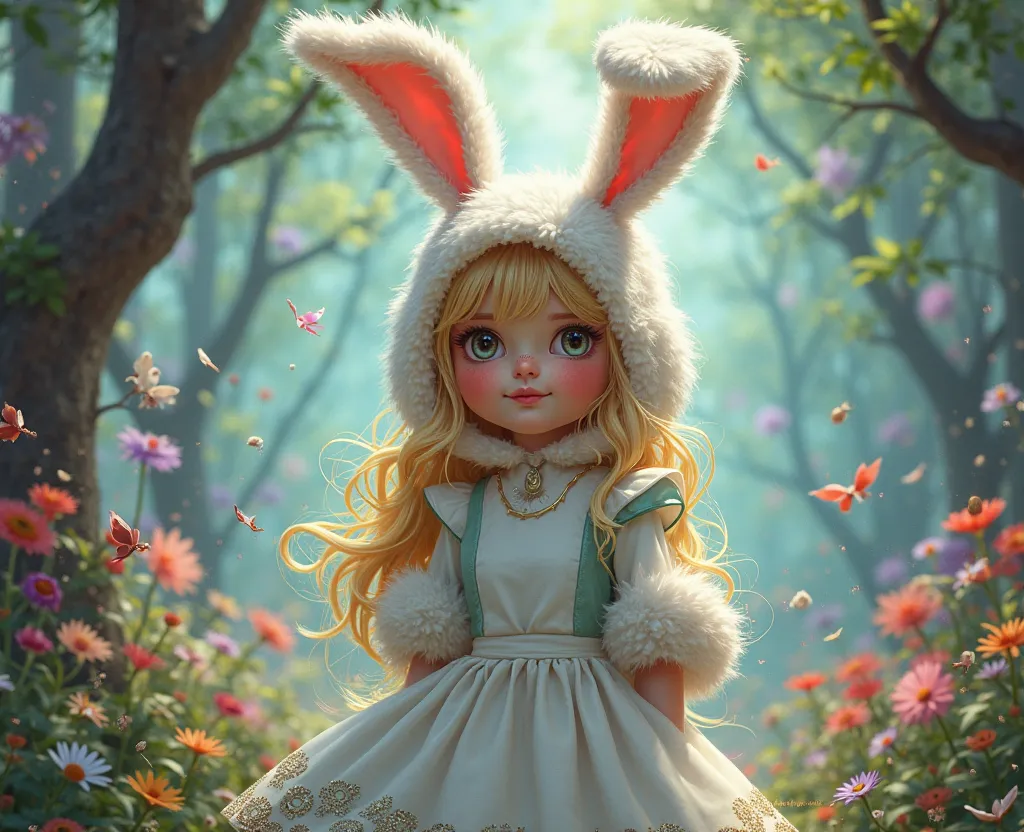 Alice from Alice in wonderland dressed as a bunny 