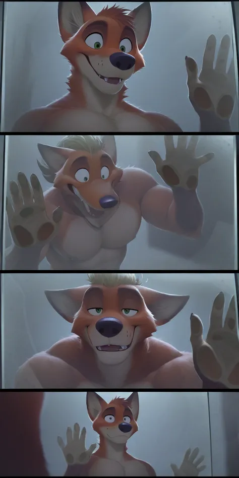 Nick Wilde cutting chubby  :0.1 pectoral:0. 3 y Nick Wilde cutting chubby   :0.1 pectoral:0.3 ,man,adult,Two Nick Wilde and Nick Wilde,4k,        clear lighting        ,     Best anime style best quality     ), 4k,   Hot kissed two Gay people   against gla...