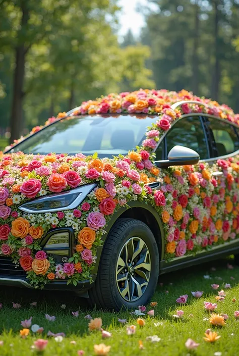 1 electric car decorated with flowers