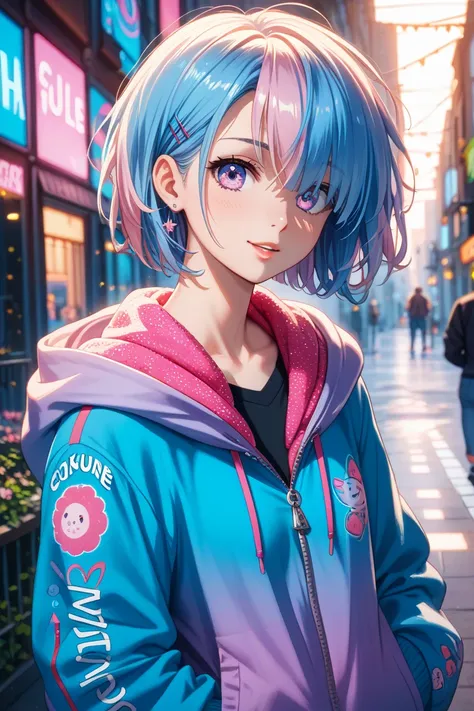 mash、Blue Hair、 hoodie、fashionable