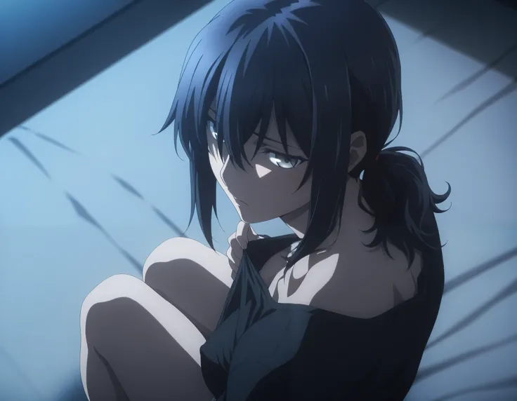 masterpiece, best quality, amazing quality, highres, absurdres, very aesthetic, high resolution, ultra detailed, perfect details, midnight, ,indoors, ufotable style, (blue hour), (from above, from back,),
1girl, solo, ufotable style, anime style, (ani...