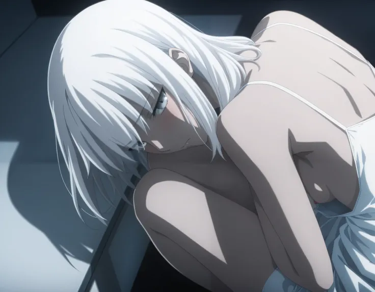 masterpiece, best quality, amazing quality, highres, absurdres, very aesthetic, high resolution, ultra detailed, perfect details, midnight,   , indoors, ufotable style, (from above, from back), blue hour,
 
1girl, ufotable style, anime style,  (anime color...