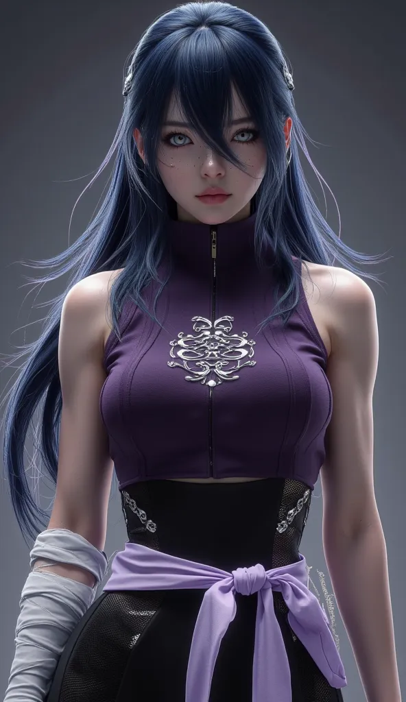 **Prompt:**  
"Hinata Hyuga, a member of the prestigious Hyuga clan, is portrayed as a **real human character** with ultra-realistic, highly detailed features. Her face is soft and symmetrical, with a warm, natural glow to her fair skin. Her **hair** is lo...