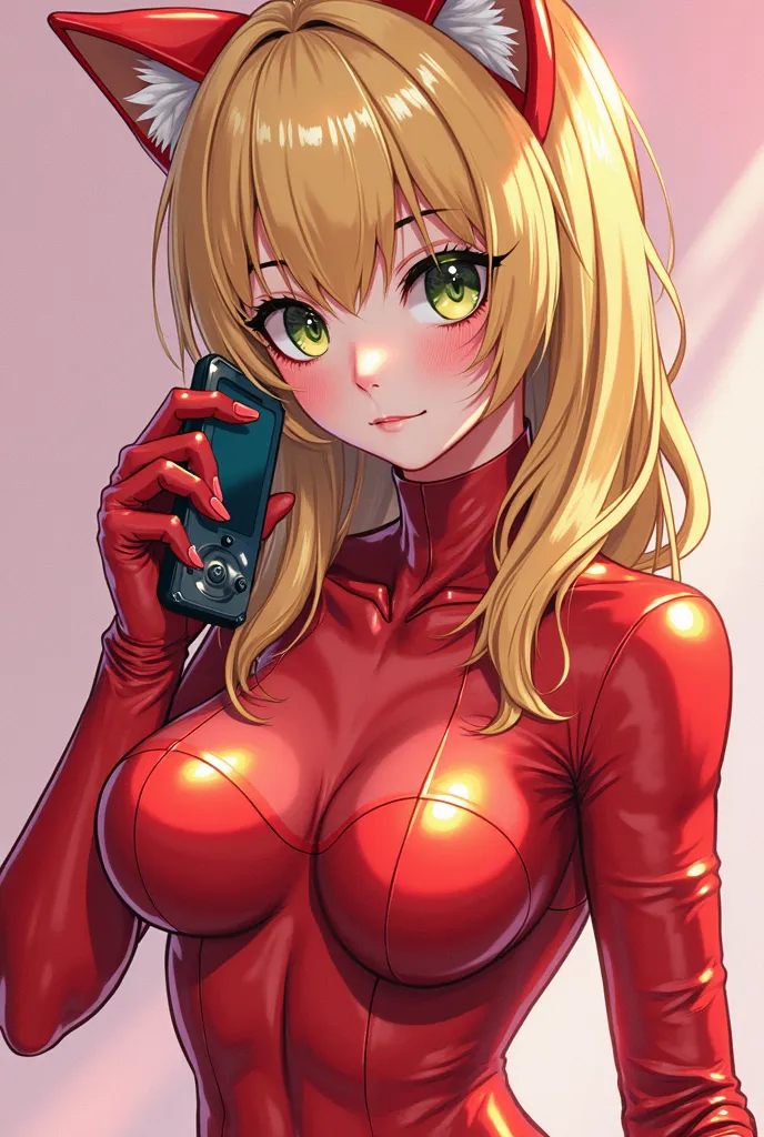 blond haired lady in latex with a phone and a phone, digital art inspired by Jeff Koons, tumblr, furry art, attractive cat girl, fully robotic!! catgirl, ann takamaki from persona 5, catgirl, beautiful young catgirl, cat girl, very beautiful cute catgirl, ...